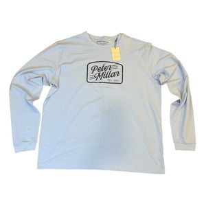 Peter Millar Tshirt Mens XL Blue Crown Lite Long Sleeve Crew Neck Tee